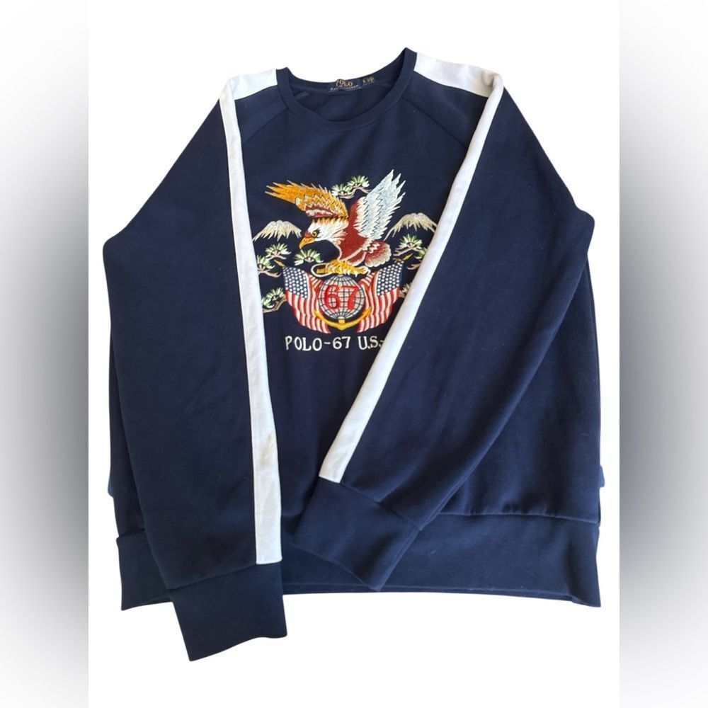 Polo by Ralph Lauren Navy Crewneck Limited Eagle Graphic fleece